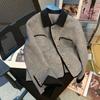 Womens Beige Double-Sided Wool Blend Short Coat Winter French Chic Casual Outerwear