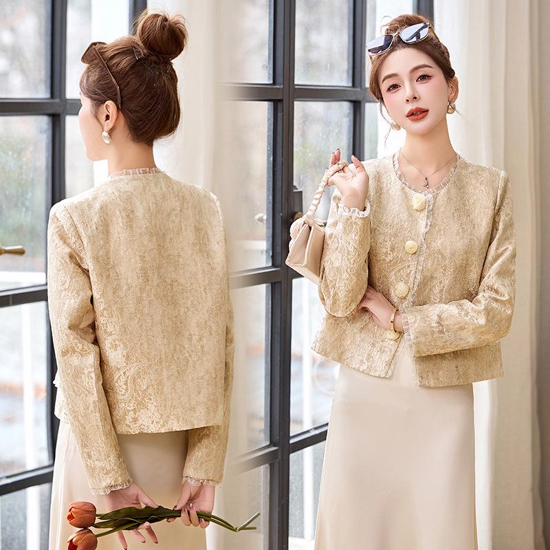 2025 Spring Women's Jacquard Lace Flower Jacket - New Chinese Style
