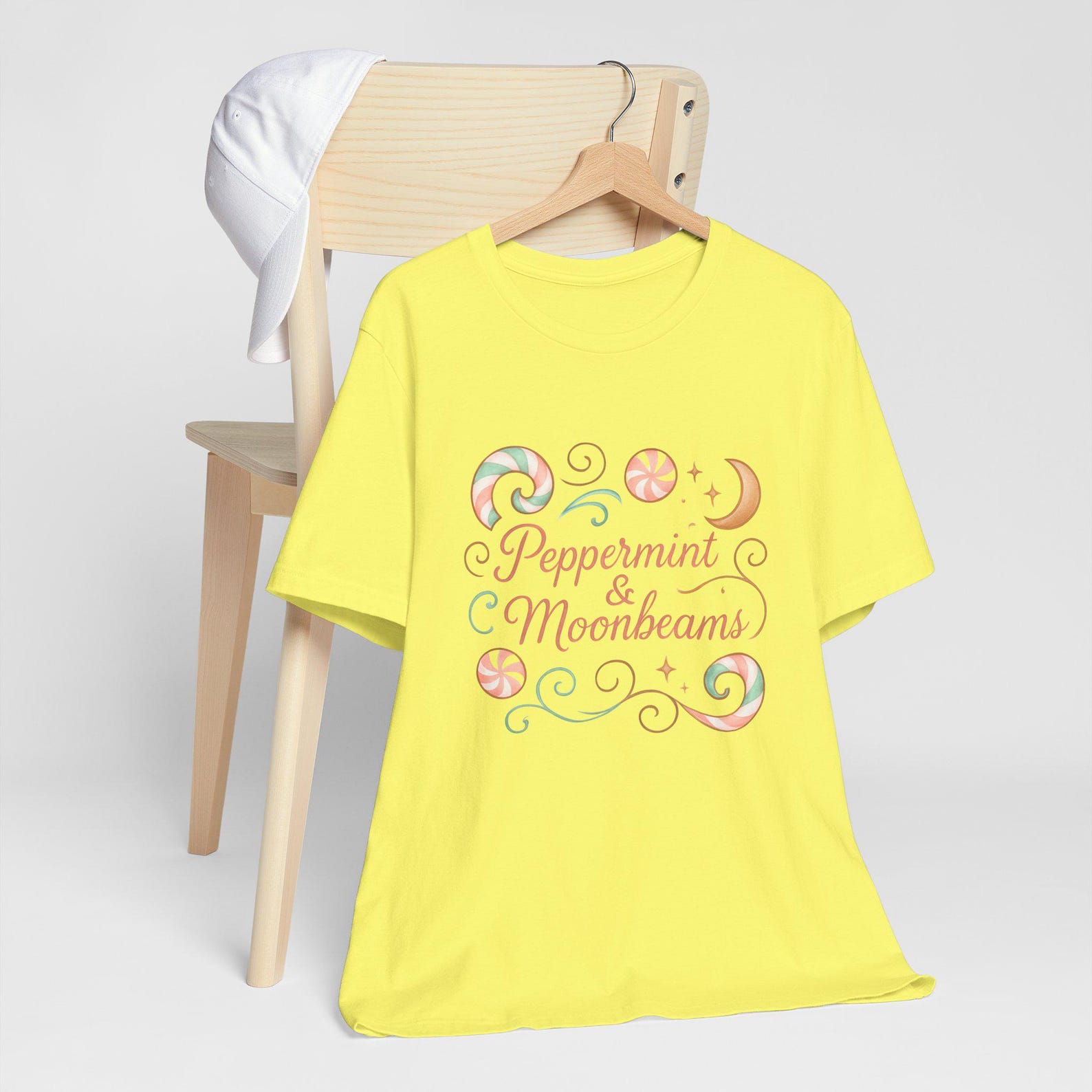 Peppermint & Moonbeams Tee: Unisex Cozy Christmas Shirt L
