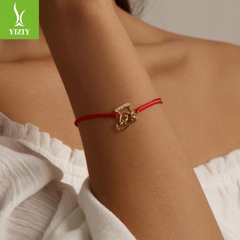 Yinziyun Red String Christmas Stocking Bracelet - European & American Lucky Hand Rope SCB225