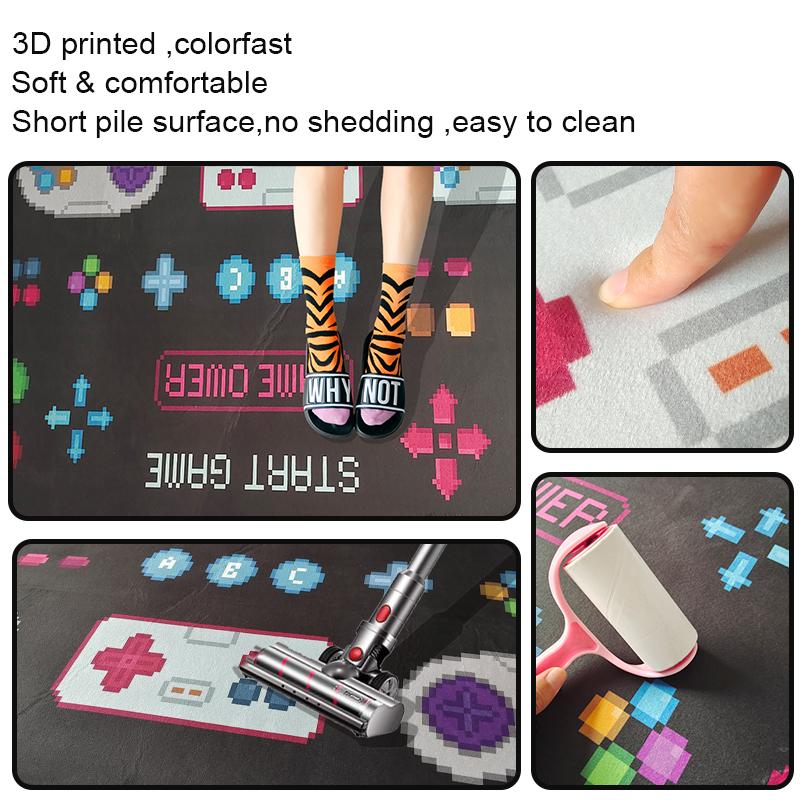 Koberec pro hráče Legrační černé podložky pod herní ovladač pro děti Měkký kobereček Pokoj Herní Anime Koberec křeslo pro hráče Velký koberec Obývací pokoj Kluci