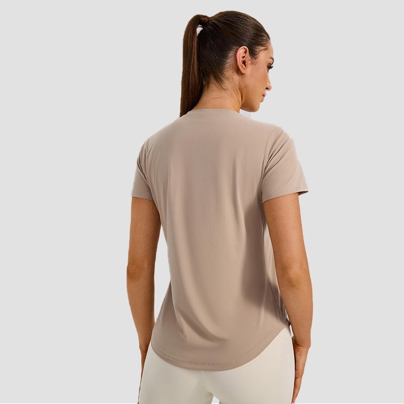 Dámské lehké krátkorukávé jógové triko - Prodyšné, rychleschnoucí, univerzální, přiléhavé sportovní oblečení pro trénink a fitness