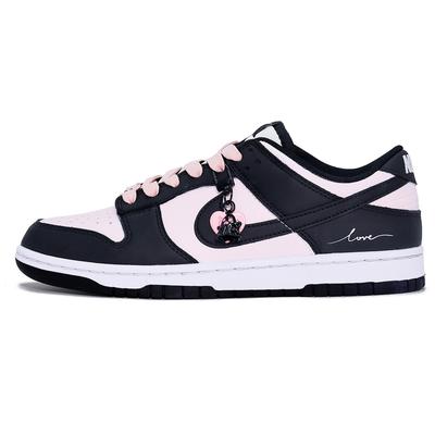 Dunk Abrasion Resistant Lightweight Wear Resistant And Lightweight Low Top Skateboard Shoes Women's Pink Black CW1590-100(Team1375-)