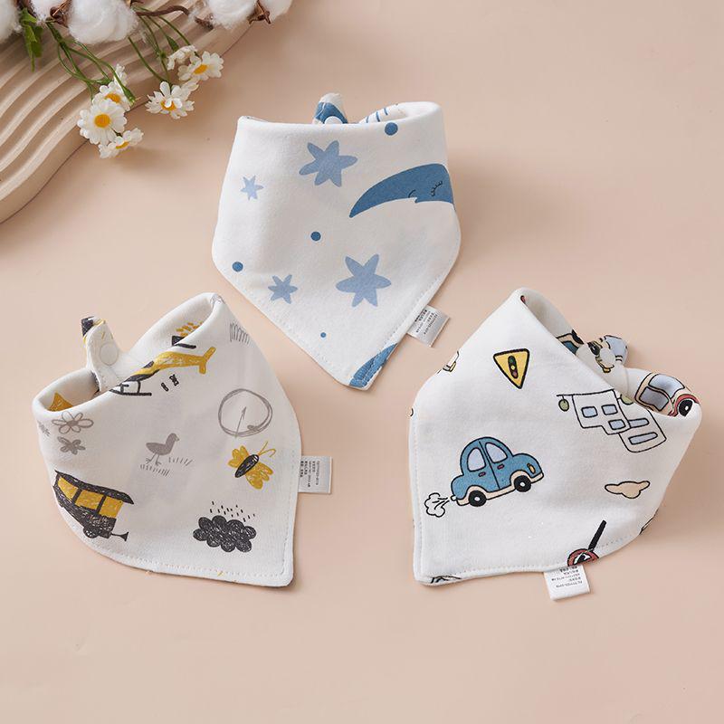 Newborn Pure Cotton Snap Bib - Double Layer Triangle Scarf for Babies
