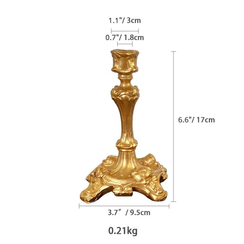 European Retro Candle Holder Baroque Art Candlestick Vintage Home Decoration Wedding Desktop Candlelit Dinner Ornament Photoprop