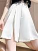 2024 New Black High-Waisted Pleated Wide-Leg Shorts - Slimming, Casual, Slit Design