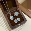 Romantische blaue Taube 925 Silber & Ovaler Seeablagerungsjaspis Dreiteiliges Set
