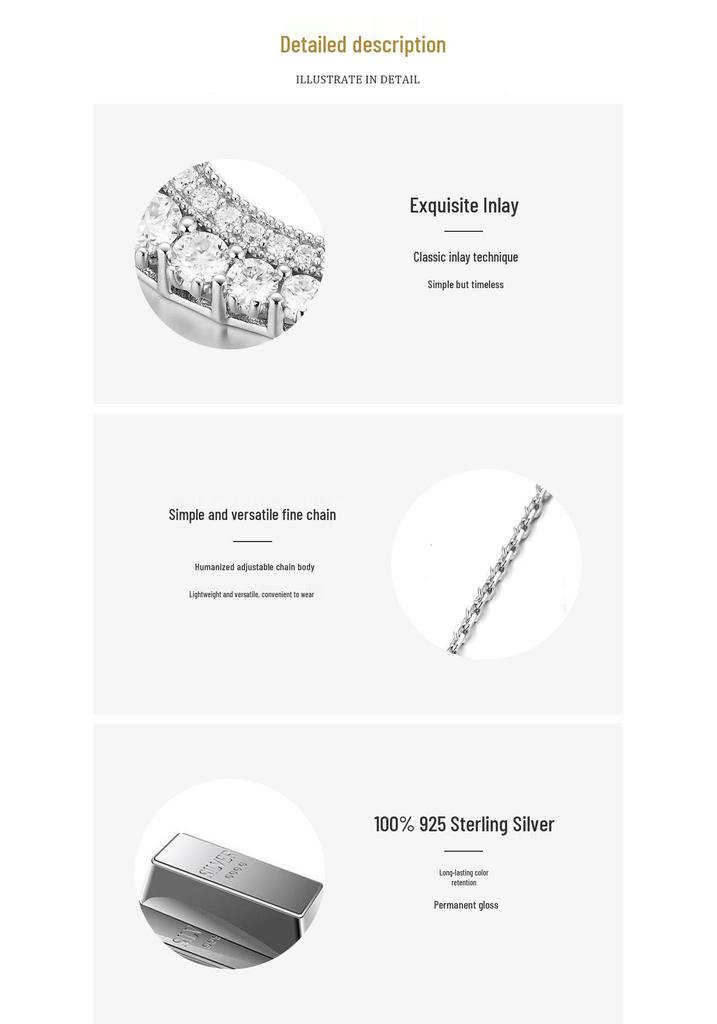 Korean Style Moissanite Moon Clavicle Necklace - Light Luxury, Trendy, Versatile Fashion Accessory