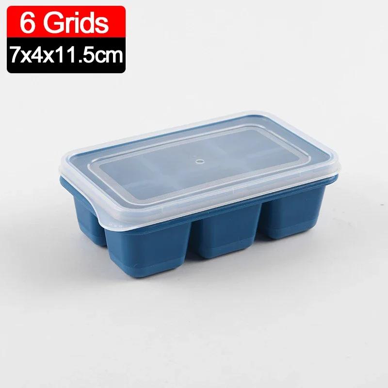 4/6/8Grids Silicone Food Ice Block Mold Reusable Easy-Release Square Shape Ice Molds DIY Household Kitchen Bar Accessories