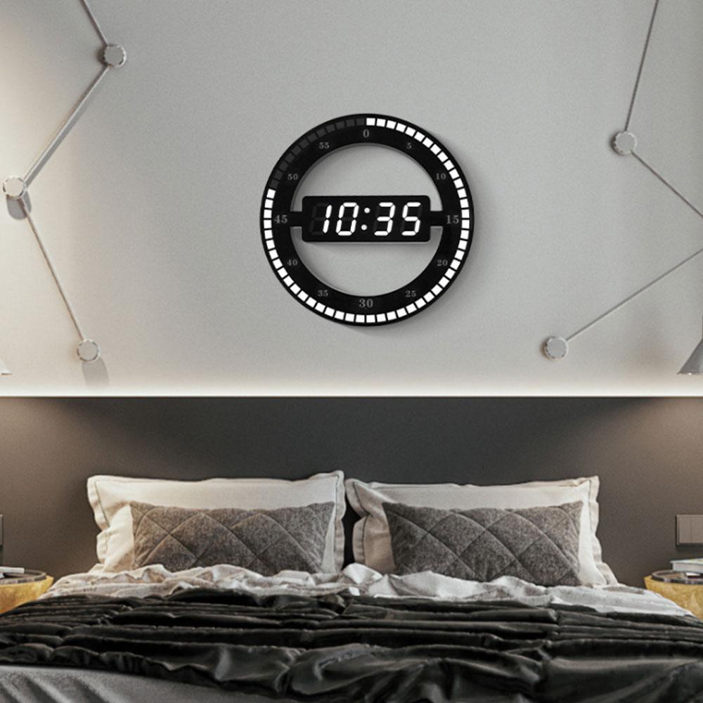 12 Inch Digital Electronic Clock Modern Minimalist Art Design Plastic Home Decoration Bedroom Silent Wall LED Round Fashion