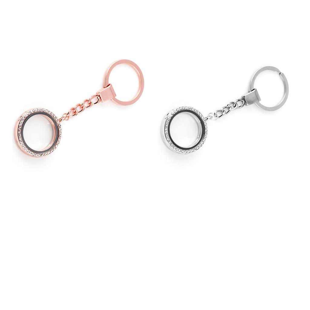 Crystal Round Floating Glass Locket Memory Keyring Charm uygun fiyatlı ...