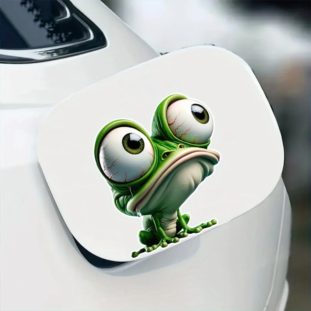 2 Large Eyes Frog Stickers 5x5.5" Perfect for Cars, Motorcycles, Boats, Windows, Laptops Funny