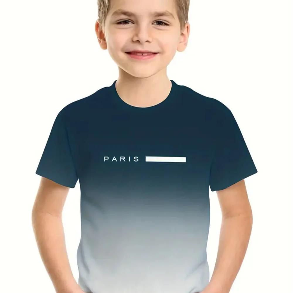 Kinder T-Shirt Einfache Kinder Jungen Kleidung 3D Druck T-Shirt Kurzarm Einfache Kinderkleidung für Jungen T-Shirts