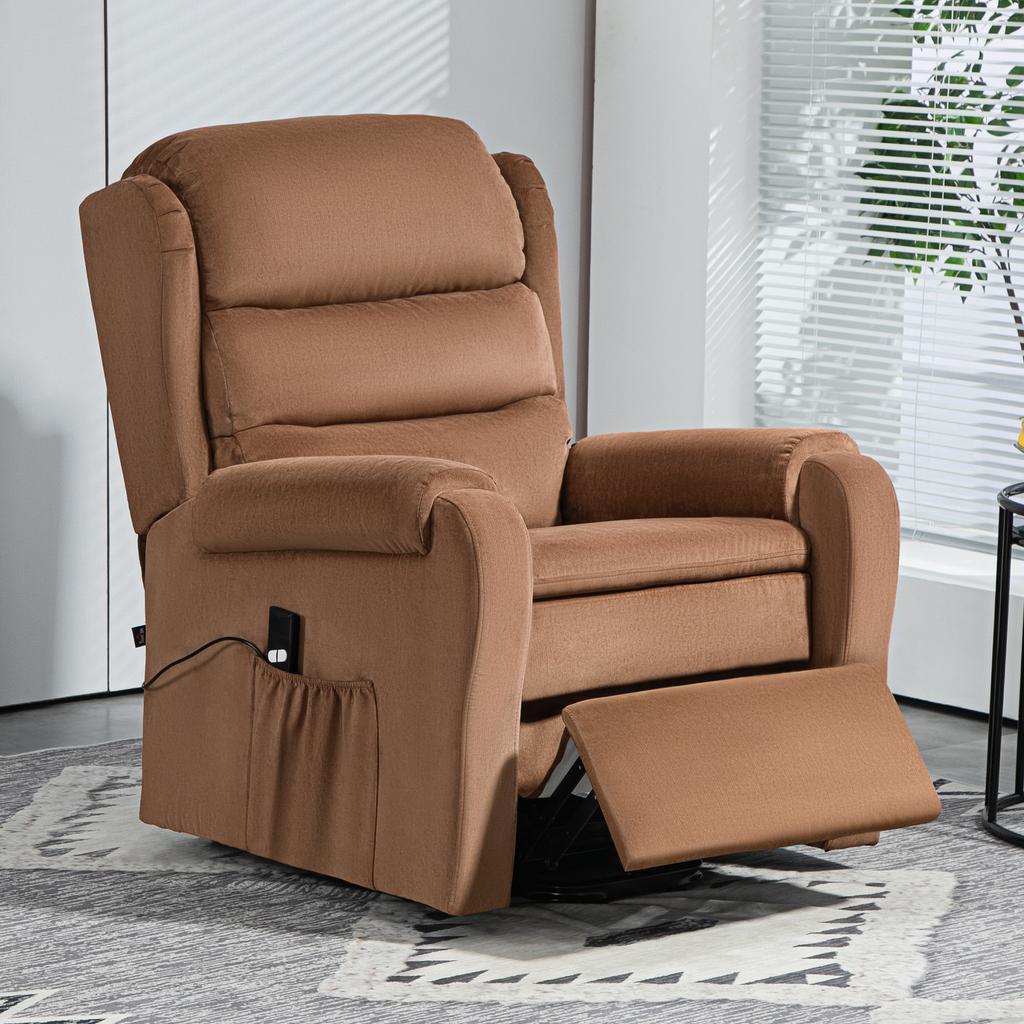 Poltrona Alzapersona Reclinable At 160 Degrees With Footrest And Remote Control In Velvet 85x88x109 Cm Brown