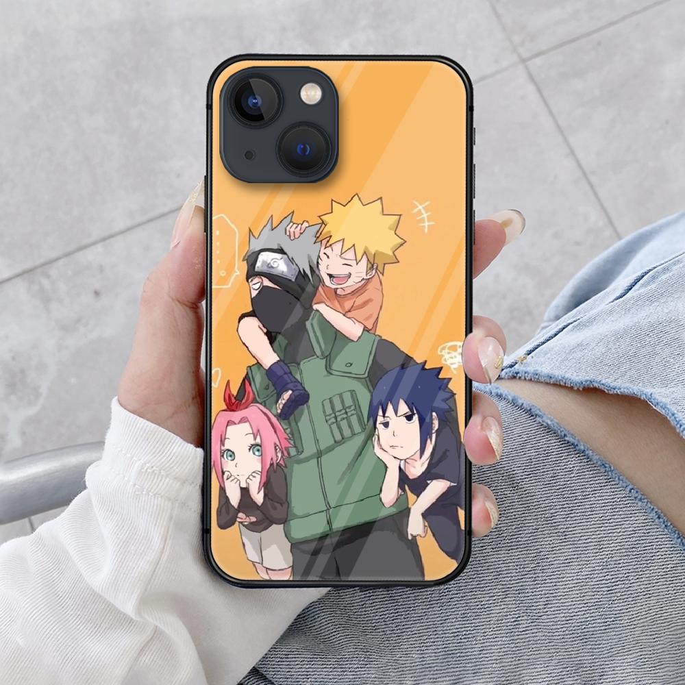 N-Naruto Anime Sasuke Bag Tempered Glass Phone Case Cover For