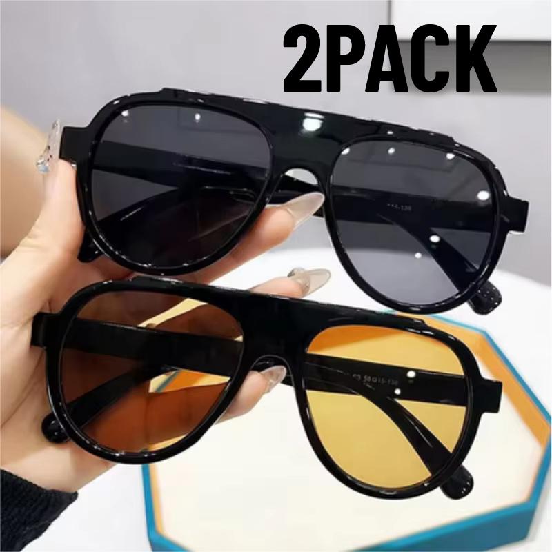 2PACK New Fashion Men Women Sunglasses Large Frame Retro Glasses Uv Protection for Outdoor Travel Eyewear Mountaineering Glasses