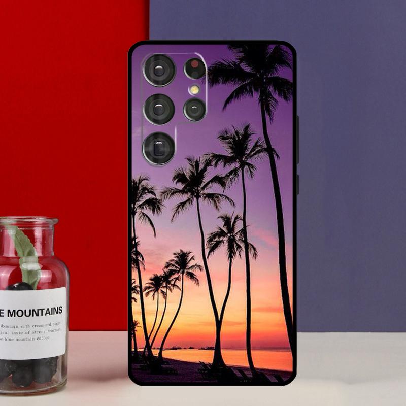 sunset palm trees Funda Case For Samsung Galaxy S25 Ultra S9 S10 S20 S21 FE S22 S23 Plus S24 Ultra Phone Cover