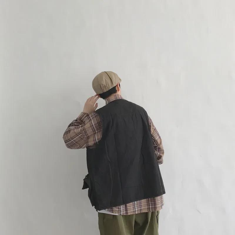 Unisex Japanese Retro Workwear Vest - Autumn Thin, Loose, Multi-Pocket Functional Jacket