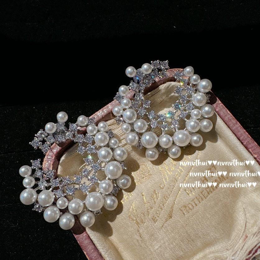 Farah Wreath Jewel Brooch, Galaxy Bright, 18K Gold Plated, Gypsy Dew Zircon Earrings, Combination