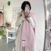 Solid Color Scarf Winter Macaron Color Warm Face Covering Windproof Cold Resistant Tassel Shawl Scarf