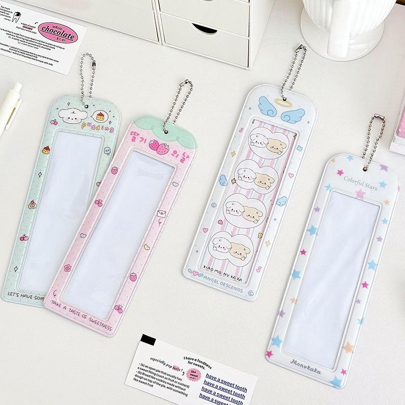 Photocard Holder Pvc Transparent Card Case Student Campus Card Access Bag Strawberry Four Grid Card Sleeve