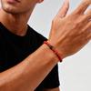 Gallstone Cross Beaded Bracelet for Men Boys,4mm Red Pine Stone Black Onyx Elastic Wristband,Simple Stackable Jewelry