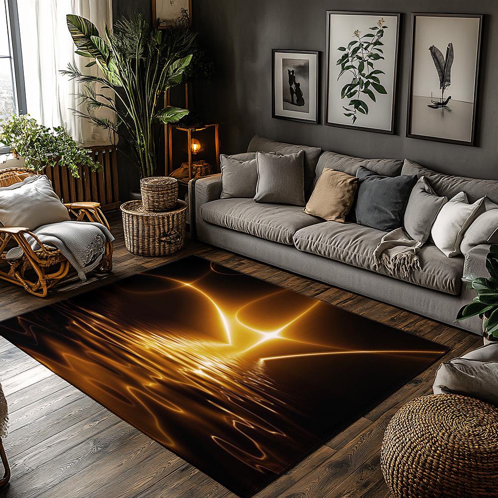 

Tuniu Golden Abstract Floor Carpet Living Room Rug Non-Slip Home Decor Mat 50x80cm20x31in