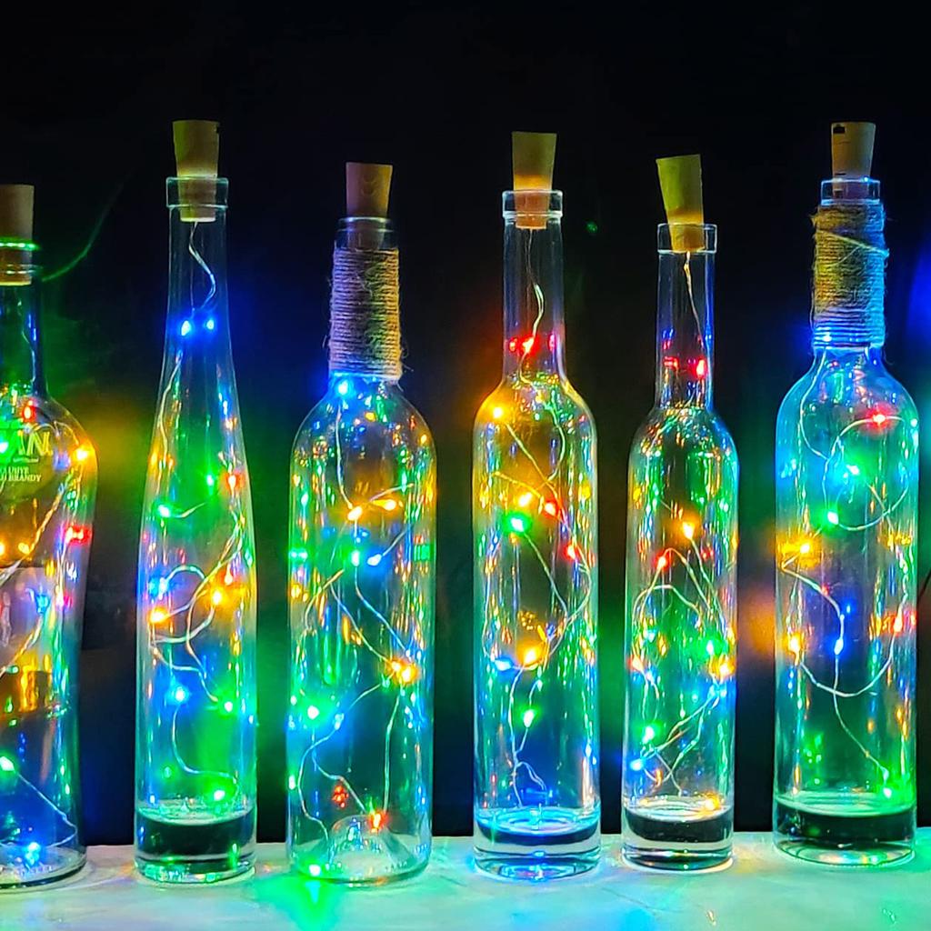 Wine Bottle Lights with Cork 10 Pack 2000 LED Battery Operated LED Fairy Mini String Lights for DIY Party Decor Christmas Halloween Wedding