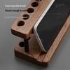 Vintage Wooden Desktop Pen & Phone Holder - Multifunctional Stationery Organizer