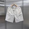 Trendy Men's Loose Cargo Orange Durable Fabric Casual Streetwear Summer Elastic Waist Shorts