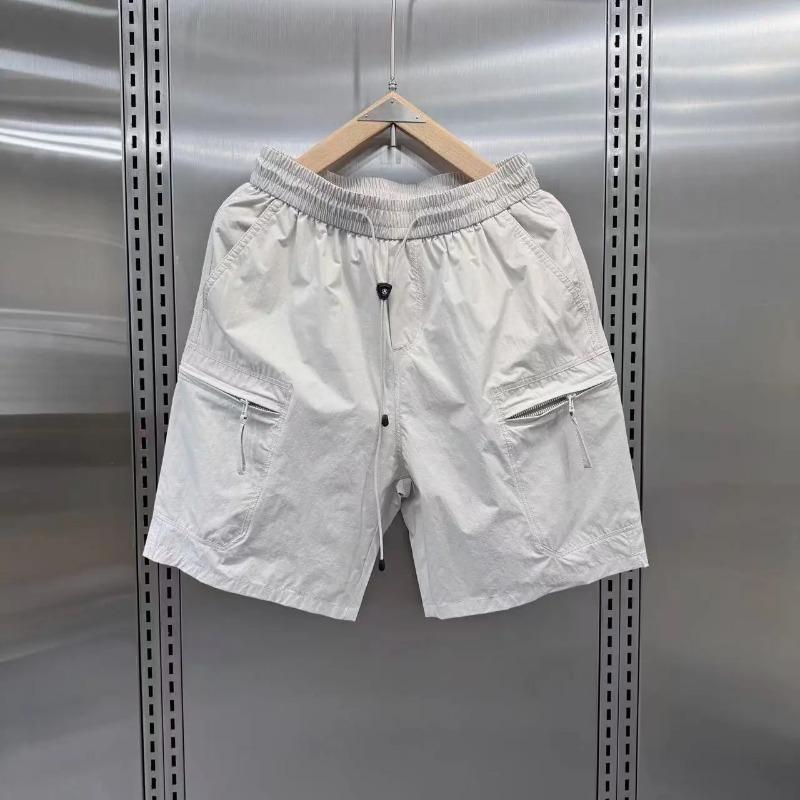 Trendy Men's Loose Cargo Orange Durable Fabric Casual Streetwear Summer Elastic Waist Shorts