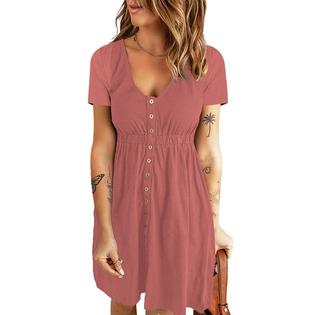 A Fashionable Solid-colored Loose Dress For Ladies