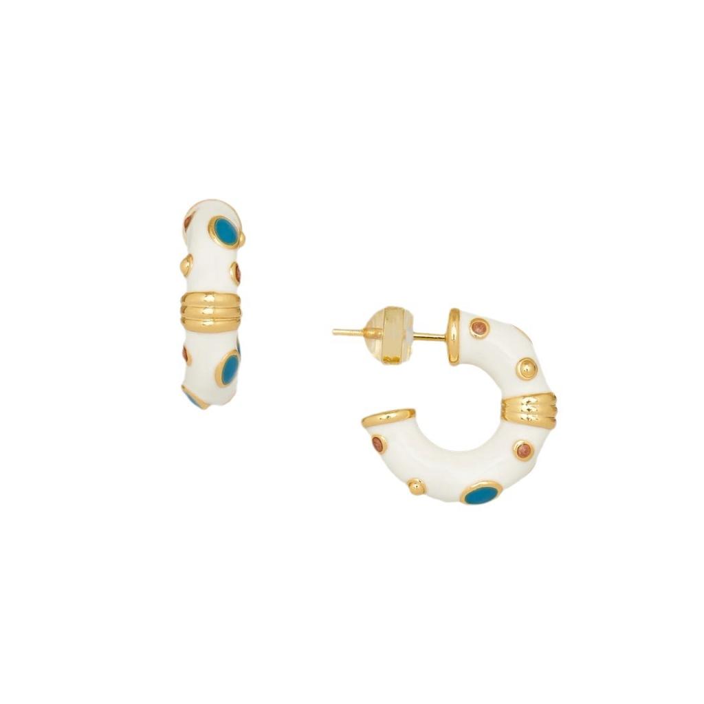 Spring And Summer Blogger, The Same Enamel Drop Glaze C-Shaped Earrings Are Inlaid With Natural Stone Earrings Women