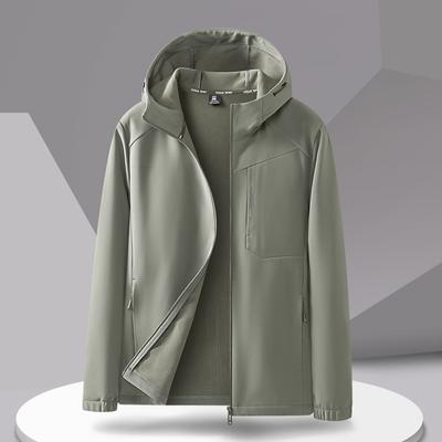 Men's Autumn and Winter Warm Outdoor Fleece Soft Shell Assault Jacket Casual Patchwork Jacket Windproof Waterproof Jacket
