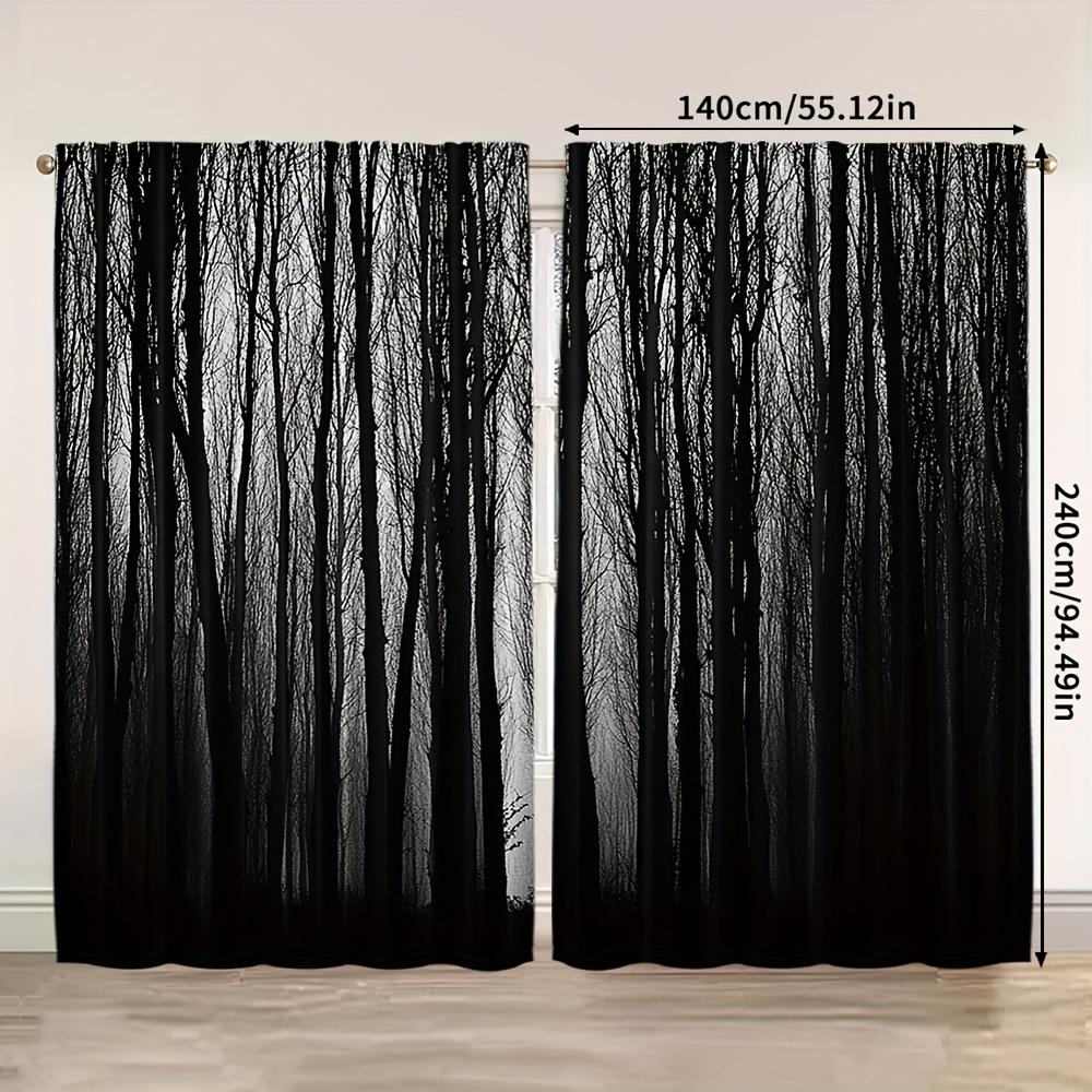 Gothic Black Forest Pine Curtains Polyester Pocket Rod Top Bedroom More Curtain Sheer Ideal For Sleeping Area