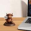 Highland Cow Figurine Emotional Support Highland Cow Statue Resin Cow Ornament with Funny Quotes Straight-Talking Companion for Office Desk Bookshelf