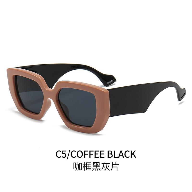 European and American style large square contrasting sunglasses women's round face thin fashion sunshade sunglasses men's trendy olive green glasses