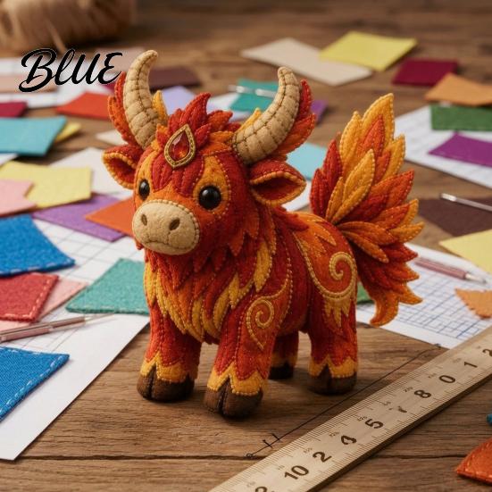 Handmade Gift Making Beginners DIY Sewing Kit Cow Patchwork Supplies Highland for Adults Fabric Doll