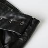 Women Heavy Leather V Low Waist Hip Personalised Punk Spice Girl Style Ring Buckle Decoration Cross Cock Eye Belt Short Skirt Suit