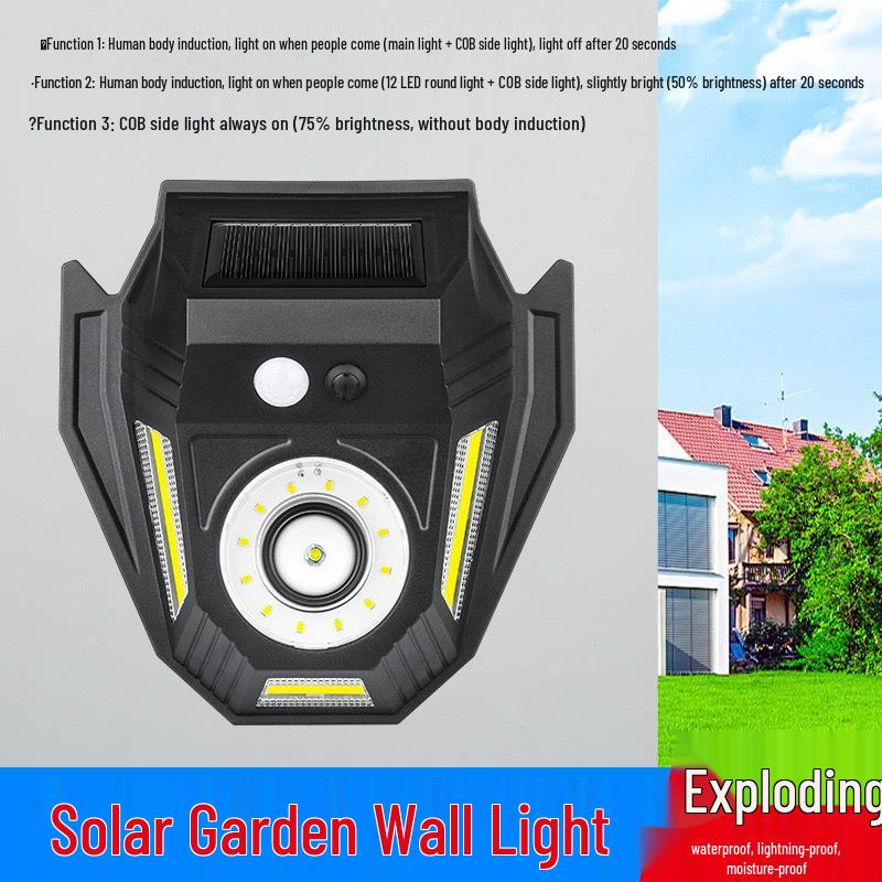 Wasserdichte LED-Außenleuchte mit intelligentem Sensor und Solarbetrieb für den Hof