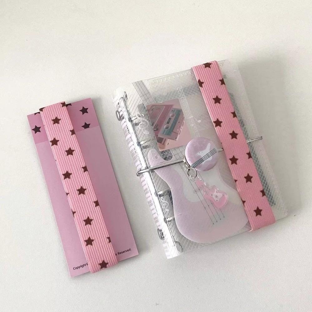 

DIY Decoration Notebook Straps Loose-leaf Notebook Binder Strap for A7 M5 Planner Notebook Pink Star
