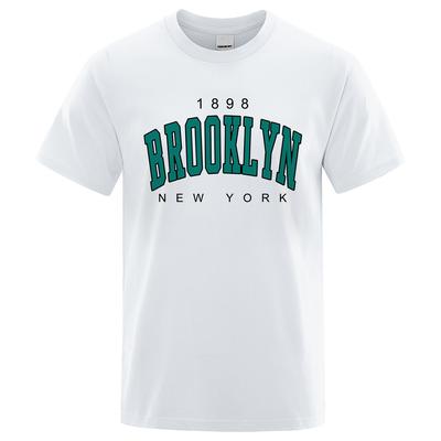 Camisetas Impresas de Calle de la Ciudad de Brooklyn, Nueva York, EE. UU. 1898 para Hombre, Cuello Redondo, Manga Corta Oversize, Camisetas Transpirables