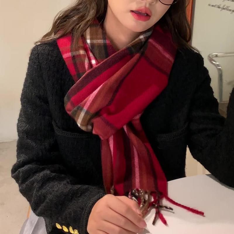 Luxury Winter Cashmere Thick Warm Scarf Women Cashmere Shawl Plaid Tassel Scarves Pashmina Female Neckerchief Bufanda Headband