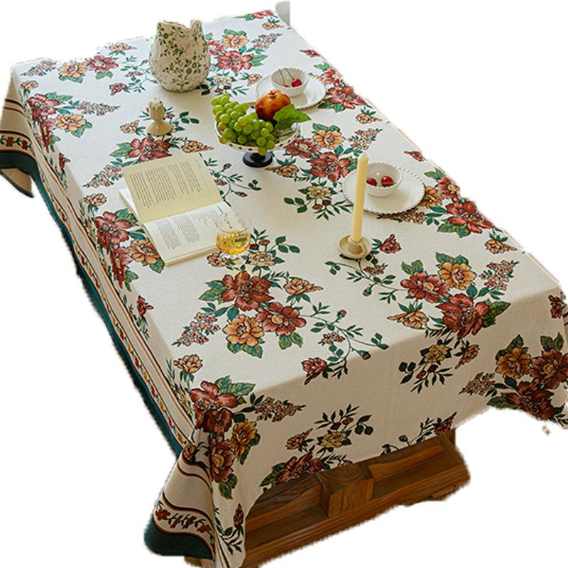 French Embroidered Tablecloth Retro Pastoral Round Table Square Table Rectangular Dining Table Cover Premium Fabric Tablecloth