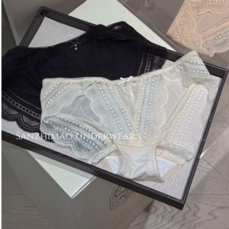 Ladies Summer Light Luxury Pure Sexy Lace Breathable High Split Triangle Briefs