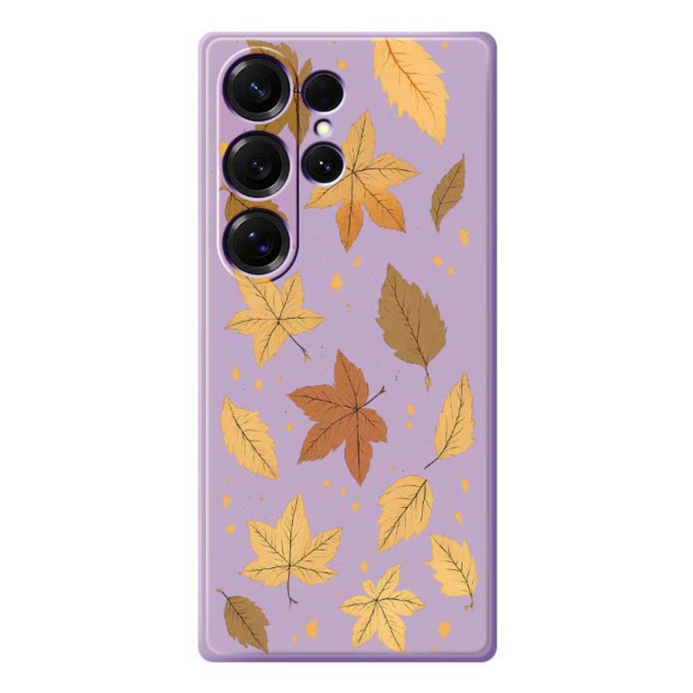 For Samsung Galaxy S25 Ultra Case Maple Leaves Pattern Printing Straight Edge TPU Phone Back Cover