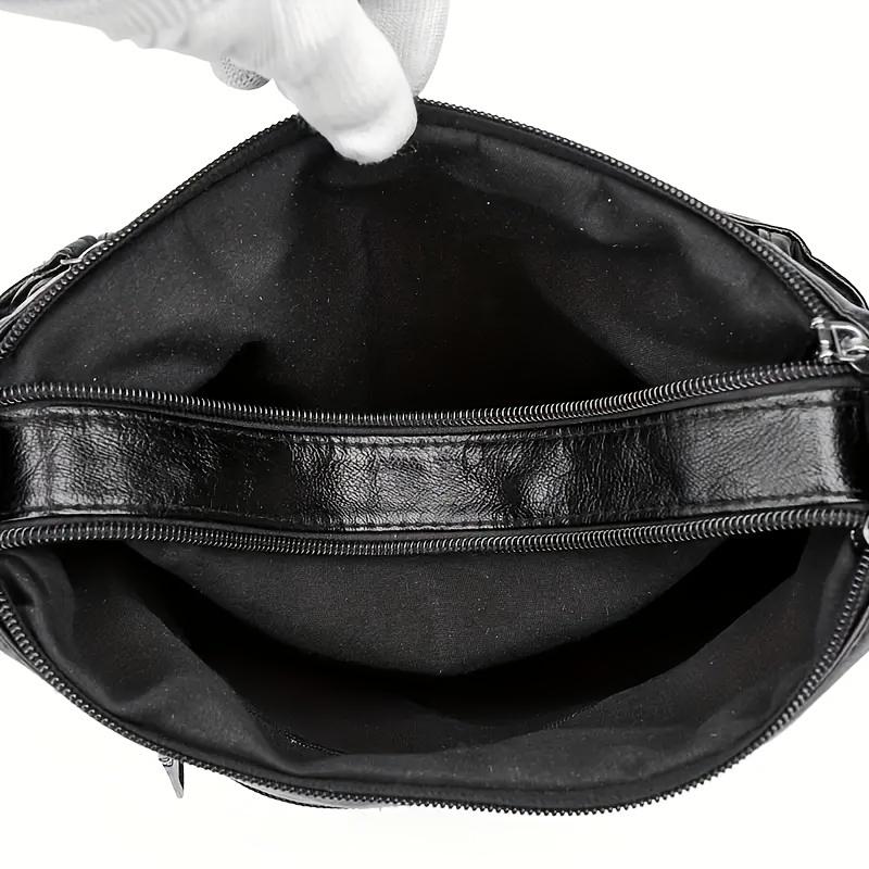 Stylish Multi Zipper Crossbody Bags, Soft Vegan Pu Leather Shoulder Bag, Women's Multi Pockets Handbag Purse for Women Daily Use