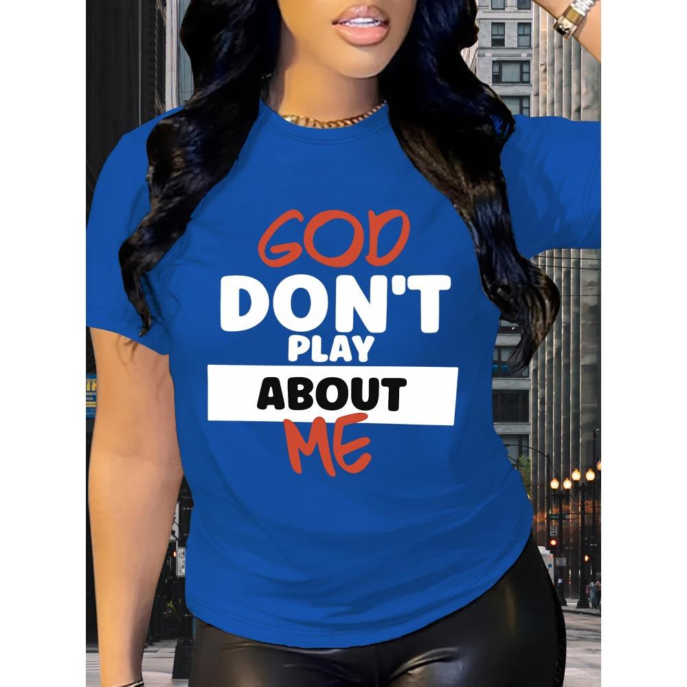Damen Baumwolle Kurzarm T-Shirts Gott spielt nicht mit mir Damen Tee Glaube Grafik Lässig Kühles Oberteil