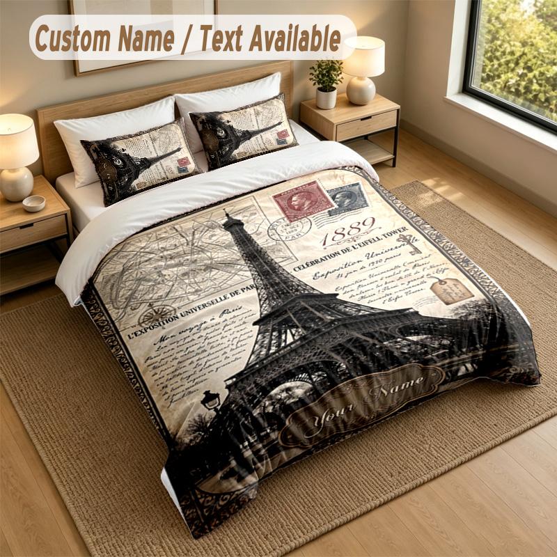 Decorative Artwork Theme Personalized 3Pcs Bedding Set Custom Text & Name 1 Sheet 2 Pillowcases Household Bedding 1pc
