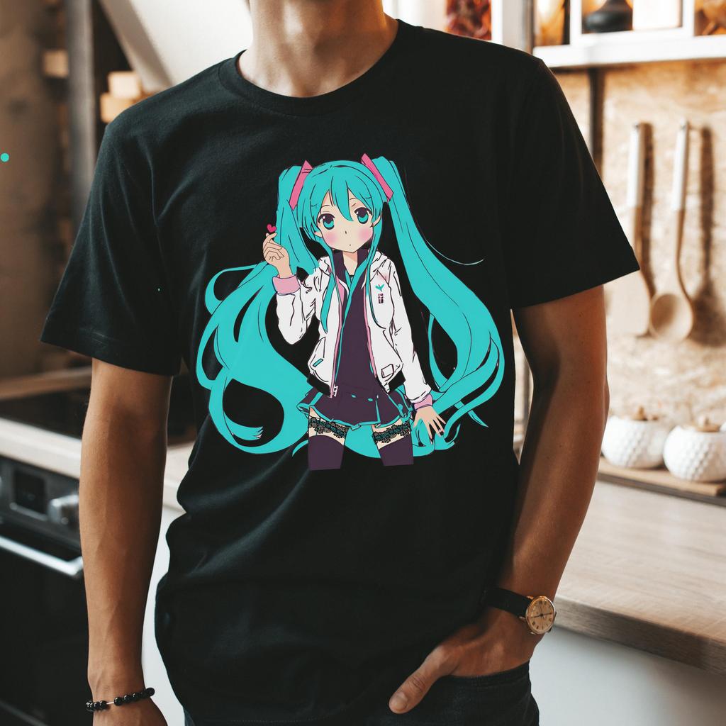 Anime Hatsune Miku Graphic TShirt 100Cotton Oversized unisex Shirt Y2k Unisex Short Sleeve ONeck Women New High Quality Fashion